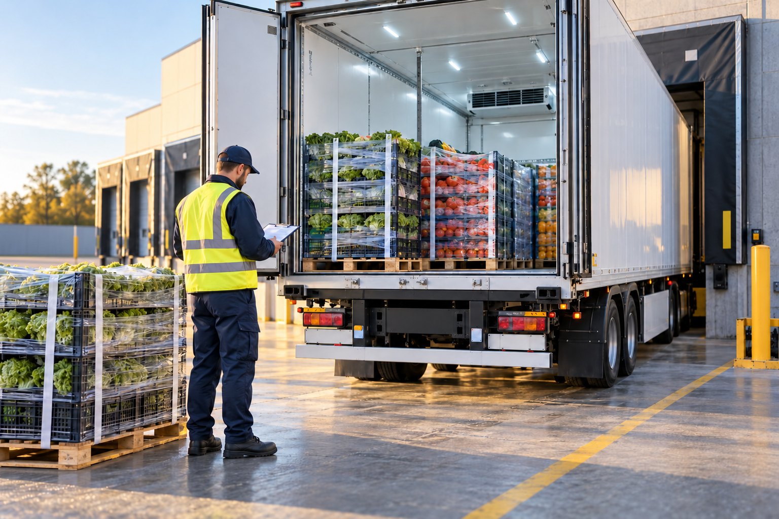 Escena ilustrativa de carga de productos refrigerados